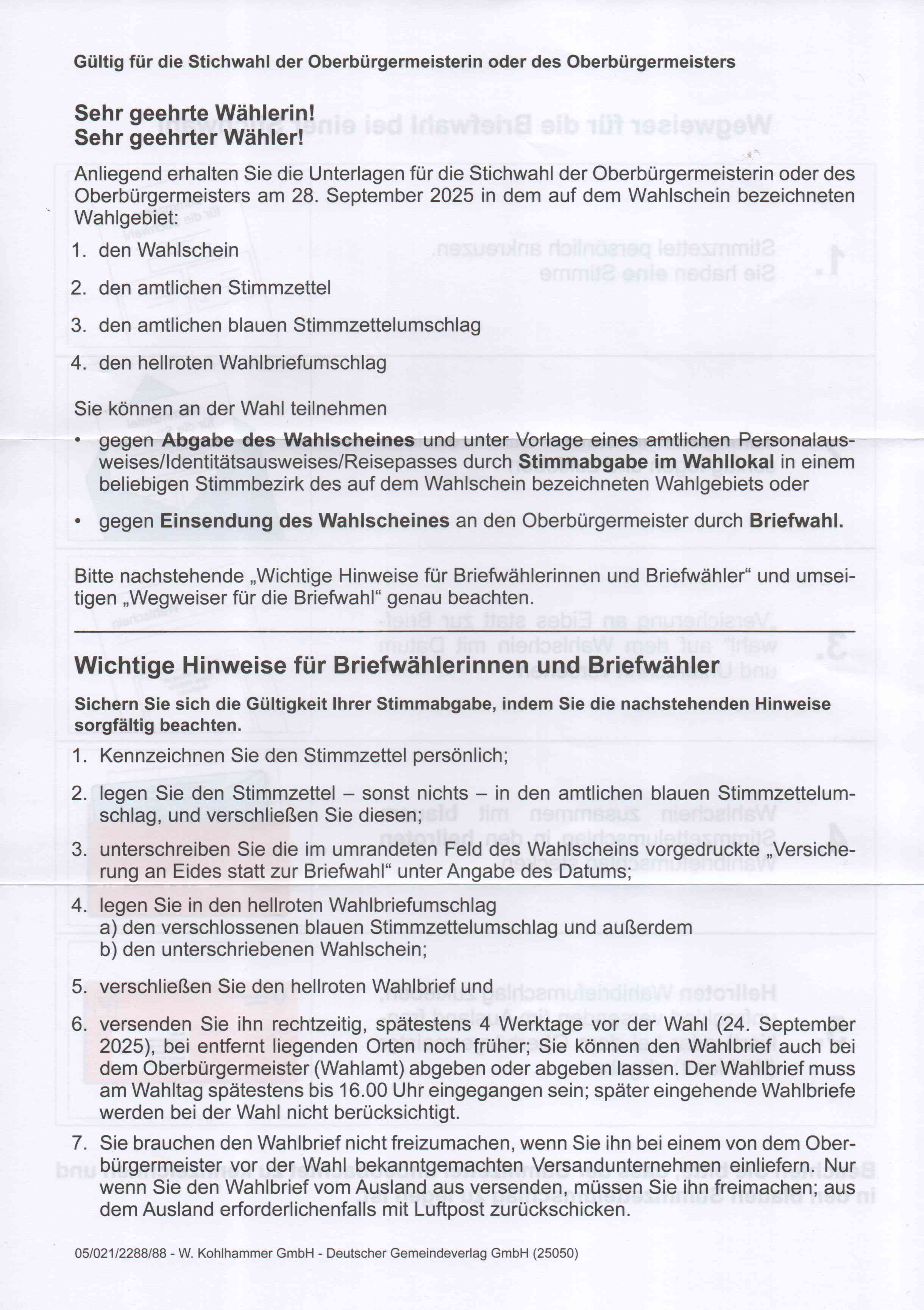 Anleitung und Hilfe zur Briefwahl
