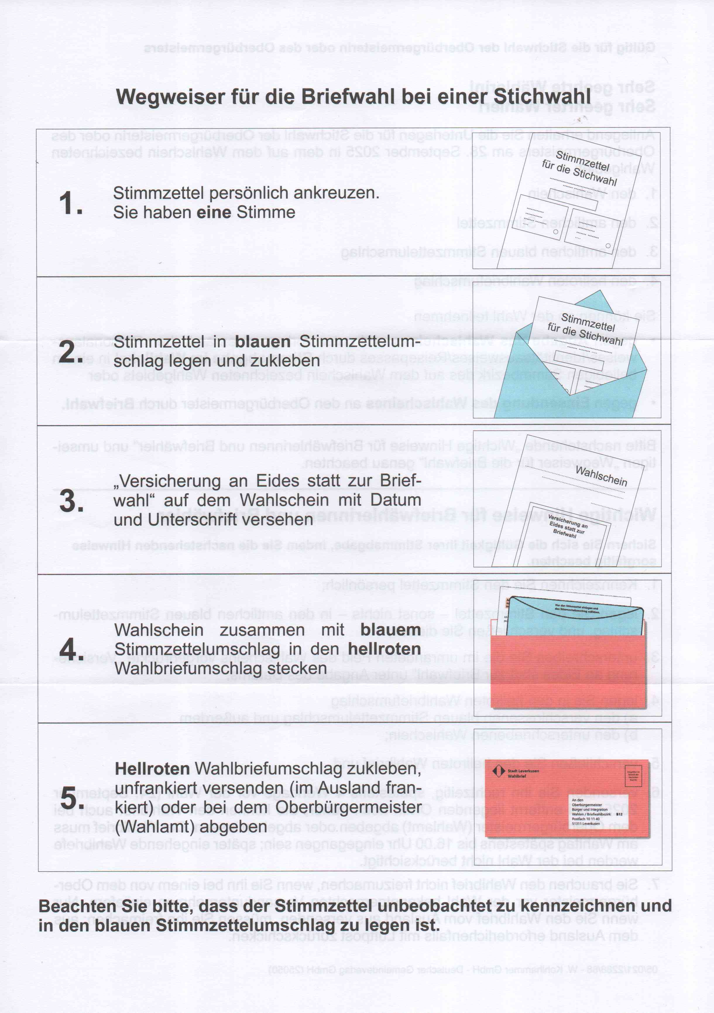 Übersicht und Hilfe zur Briefwahl)